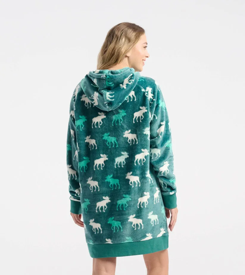 Little Blue House Minty Moose Adult Fleece Hoodie