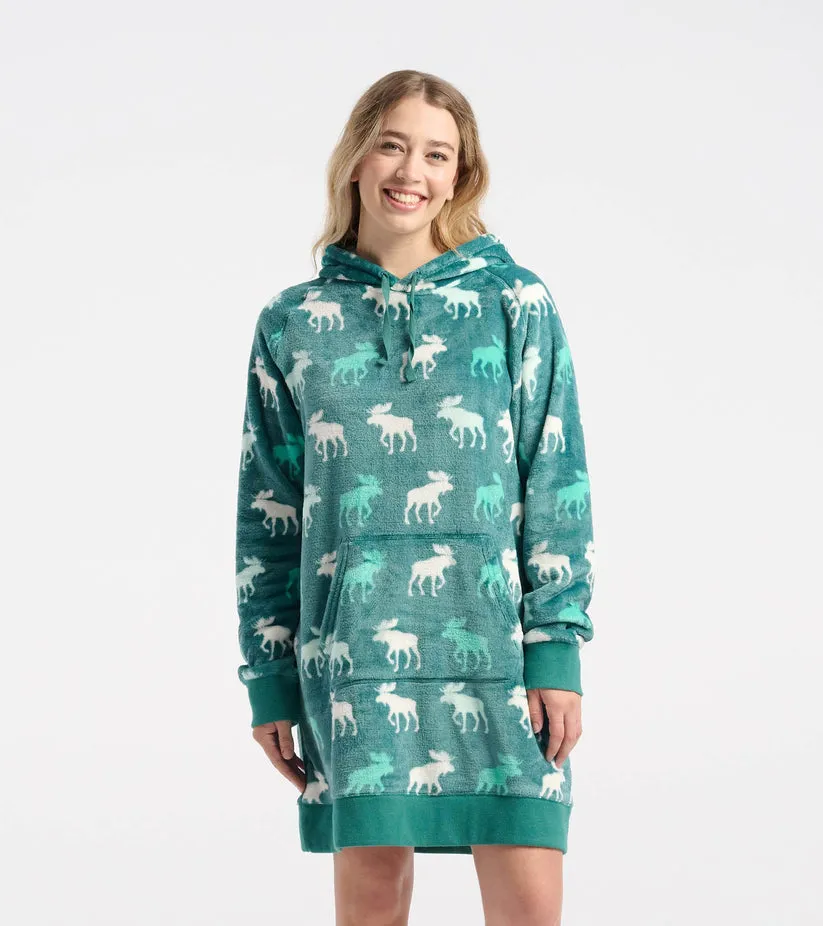 Little Blue House Minty Moose Adult Fleece Hoodie