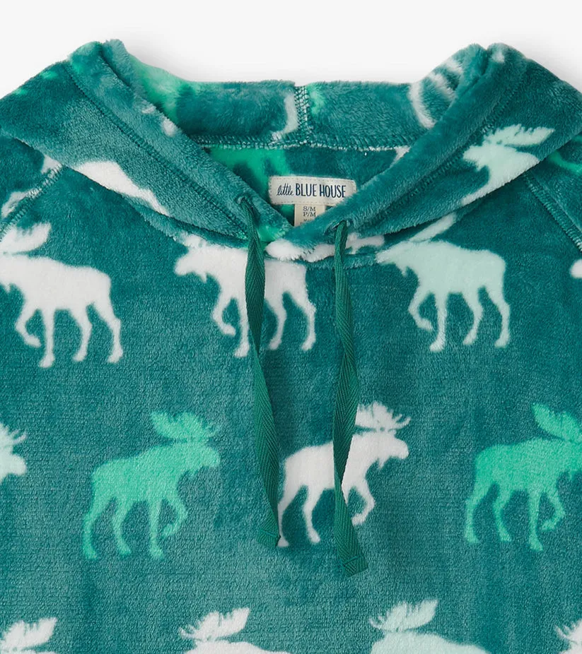 Little Blue House Minty Moose Adult Fleece Hoodie