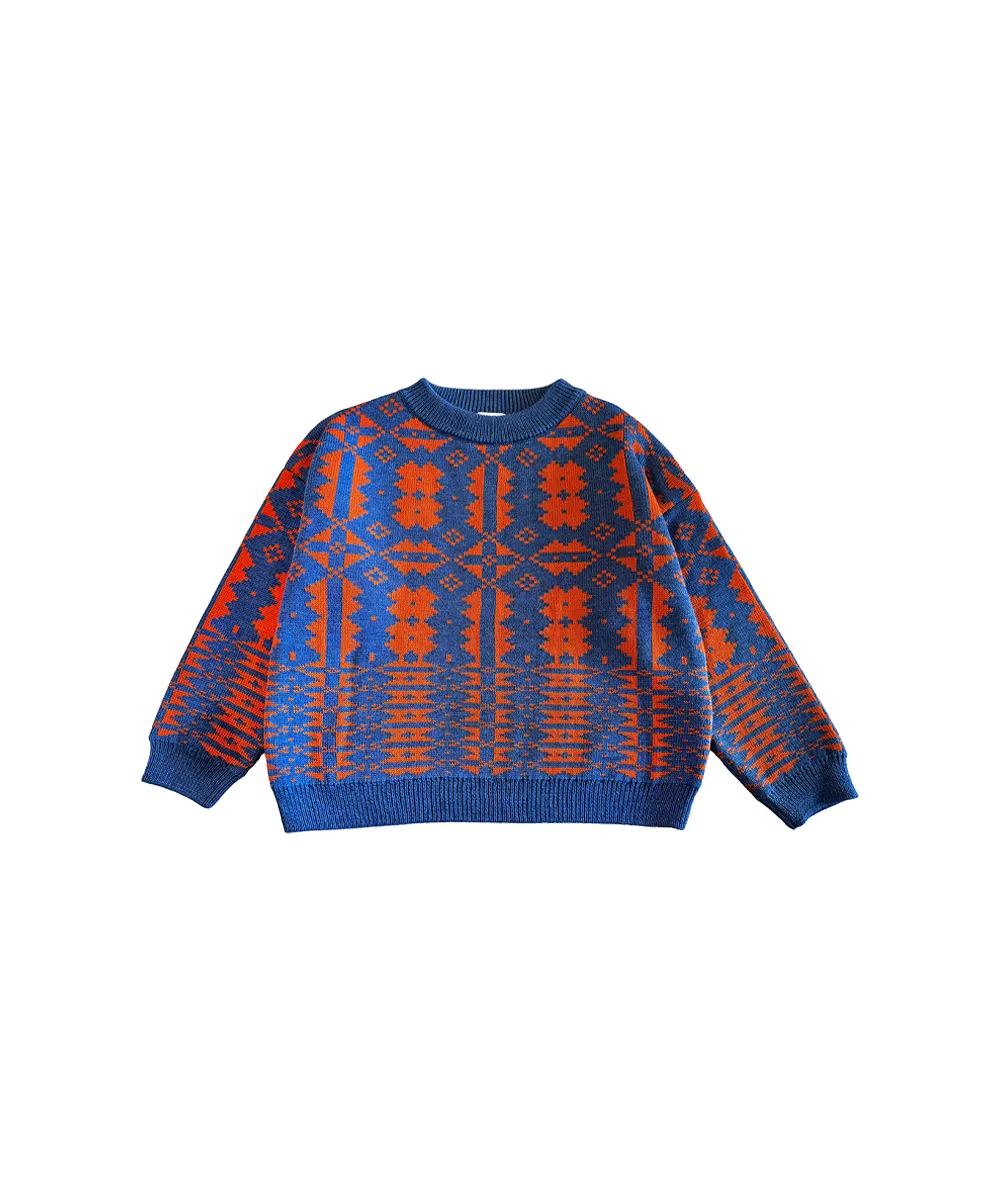 MAB547-ERYRI PULLOVER-Denim/Pumpkin