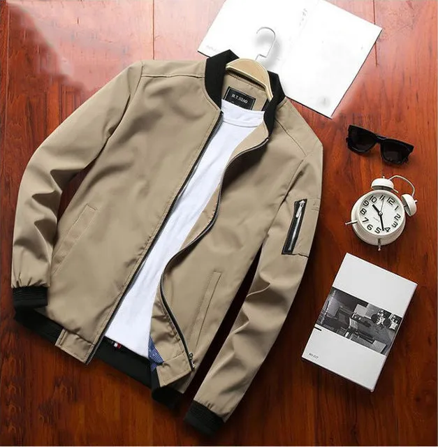 Male Fashion Spring Autumn Casual Coats Bomber Slim Jacket