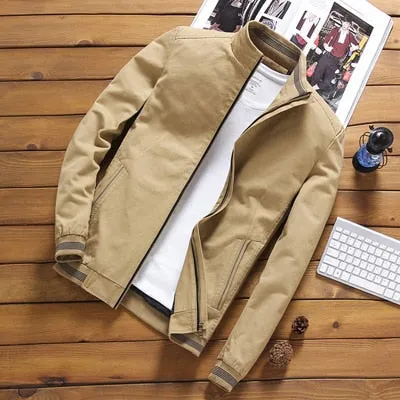 Men's Bomber Jackets Casual Male Outwear Windbreaker Stand Collar