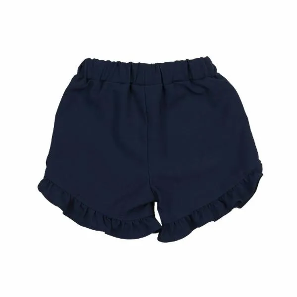 Navy Ruffle Hem Shorts