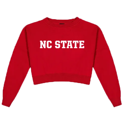 NC State Wolfpack Women's Red Ivy Knit Cropped Sweater