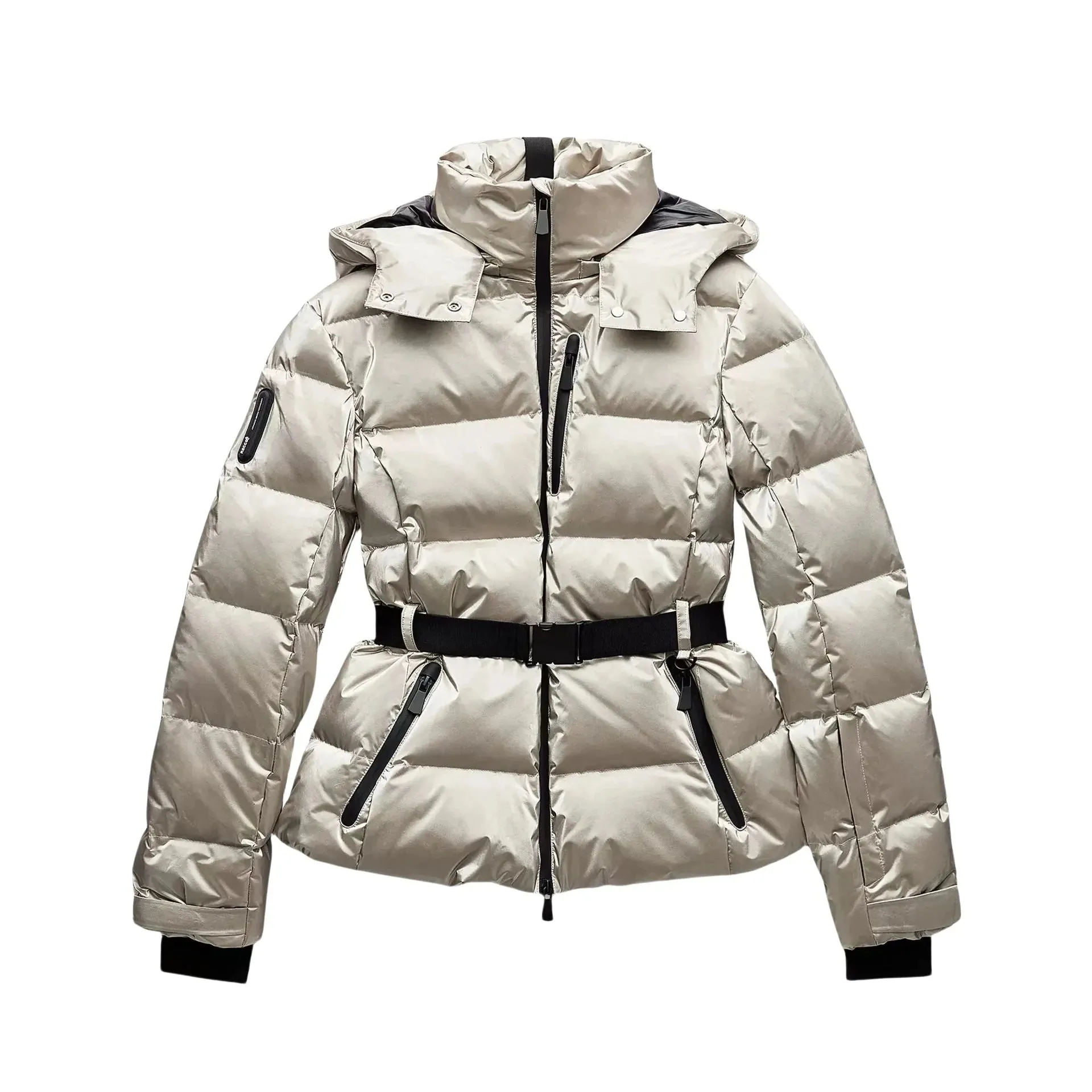 New Premium Women Waist with Belt Hooded down Cotton Jacket Commuting Warm Windproof Jacket