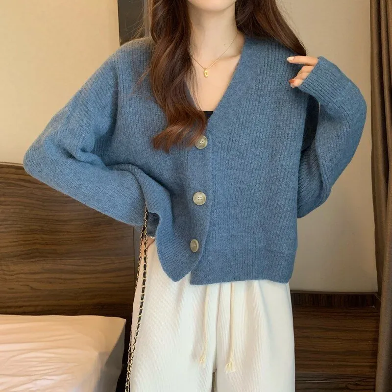 New Shea Green Small Fresh Knitted Cardigan Women's Design Sense Fashion Versatile Sweater Coat Women Sweater   S2773