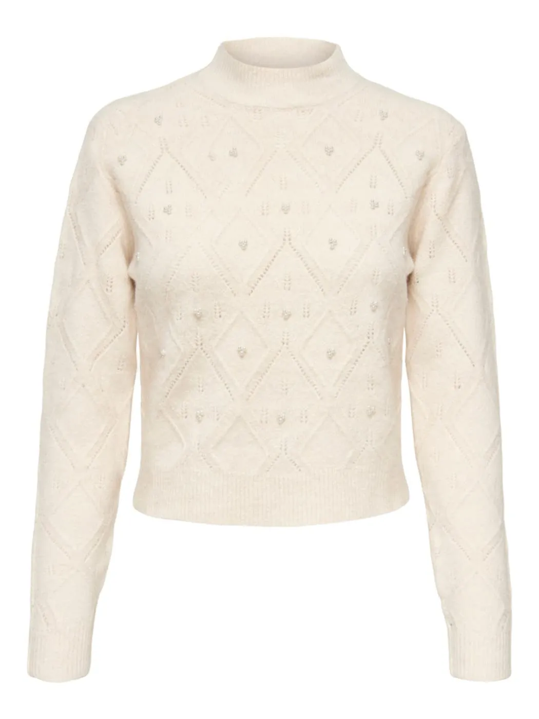 ONLY Solid Acrylic Regular Fit Womens Sweater (Beige)