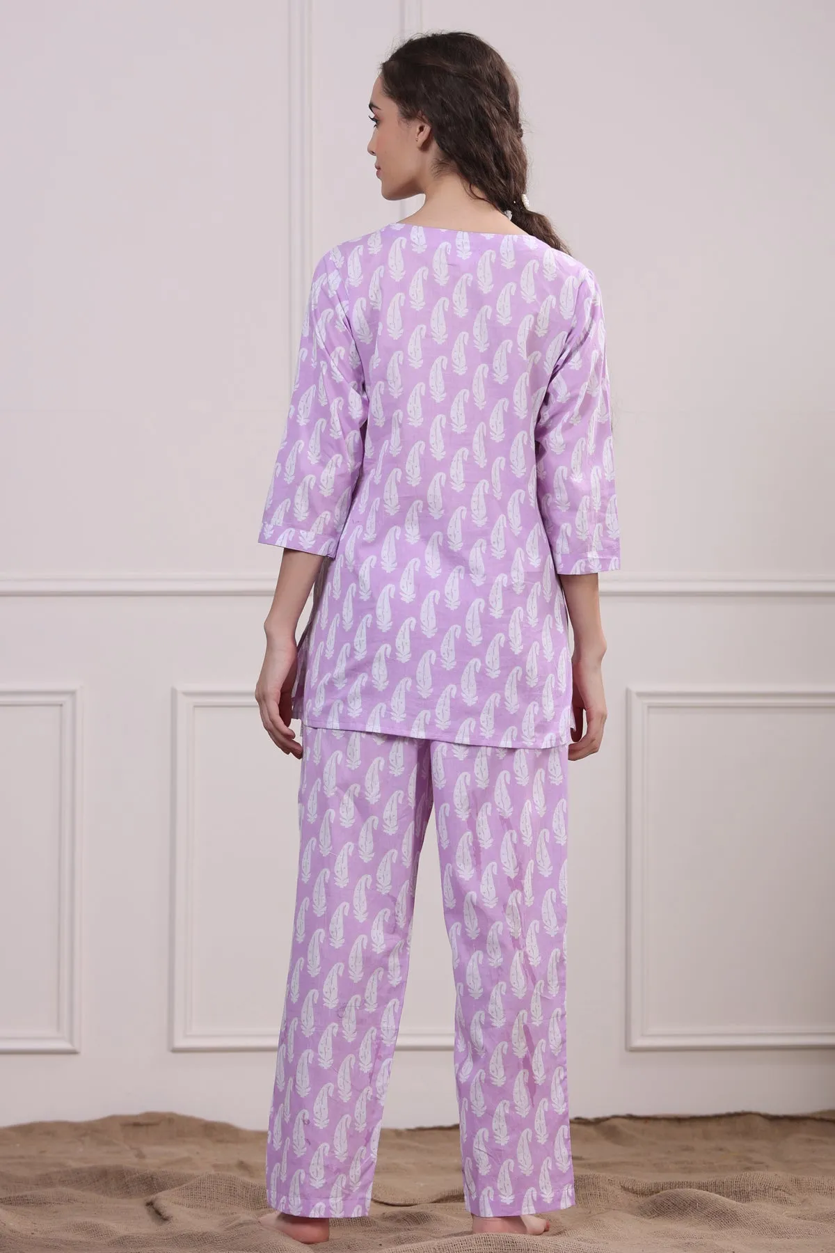 Paisley on Lavender Loungewear Top Set