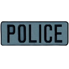 Police Back Patch 11X4" Reflective - Sew On Backing | Black/Reflective Grey,