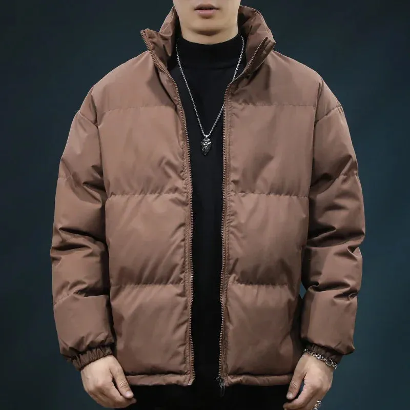 Premium Men Winter Fashion Stand Collar Cotton-Padded Jacket Men'S Loose Warm Puffer Jacket  G504