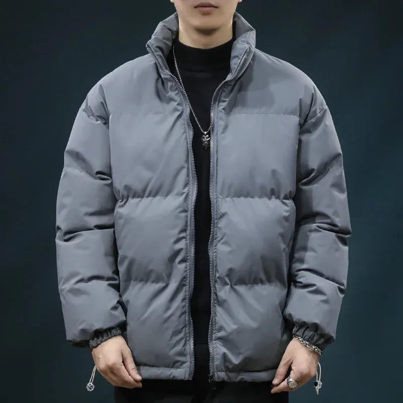 Premium Men Winter Fashion Stand Collar Cotton-Padded Jacket Men'S Loose Warm Puffer Jacket  G504