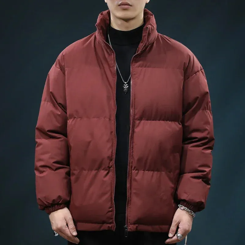 Premium Men Winter Fashion Stand Collar Cotton-Padded Jacket Men'S Loose Warm Puffer Jacket  G504