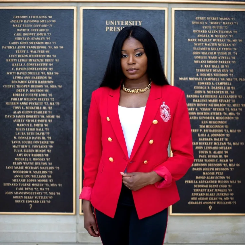 Red Double Breasted Blazer