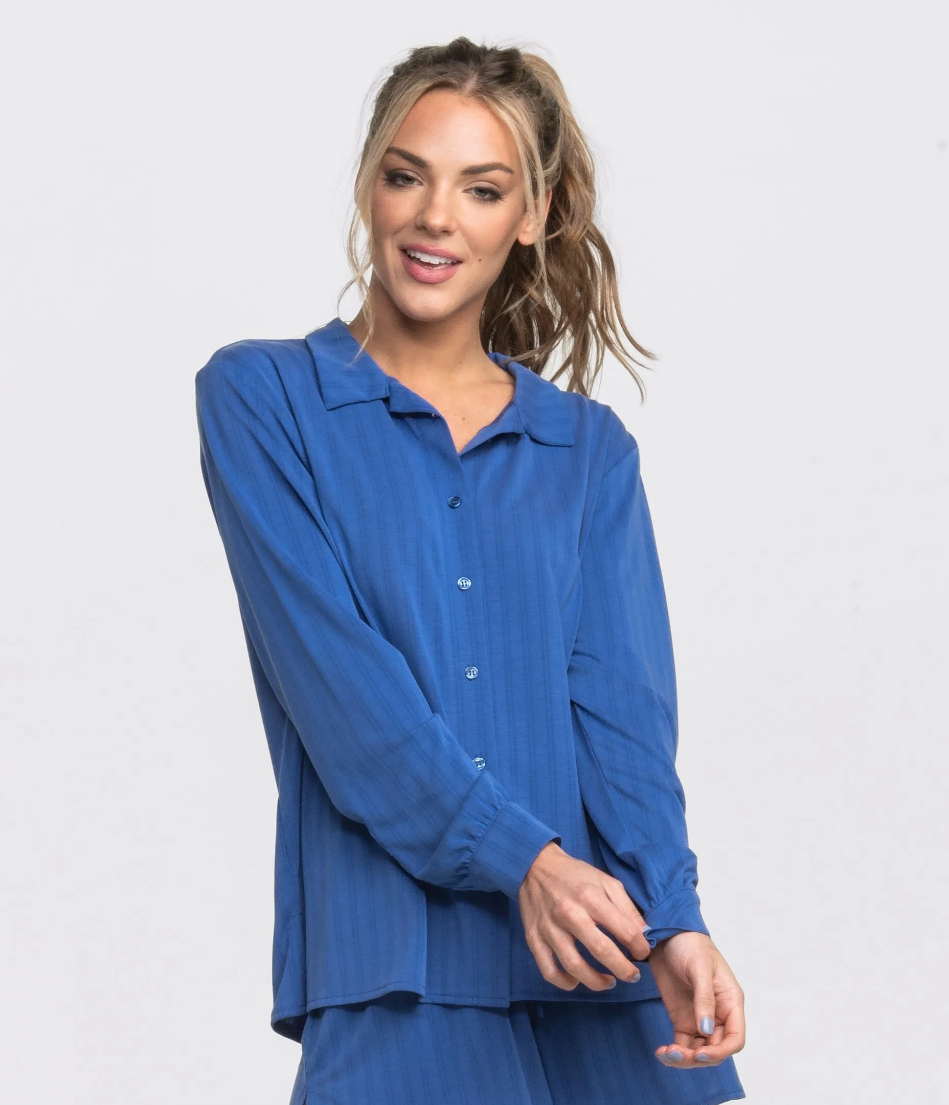 Ribbed Modal Cool Touch Top - Dazzling Blue