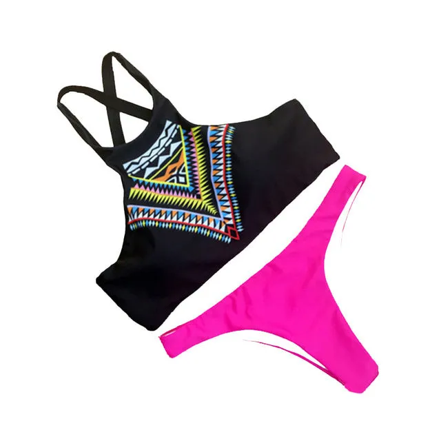 Sexy Ladies' Low Waist Push Up Bikini Set With Pad