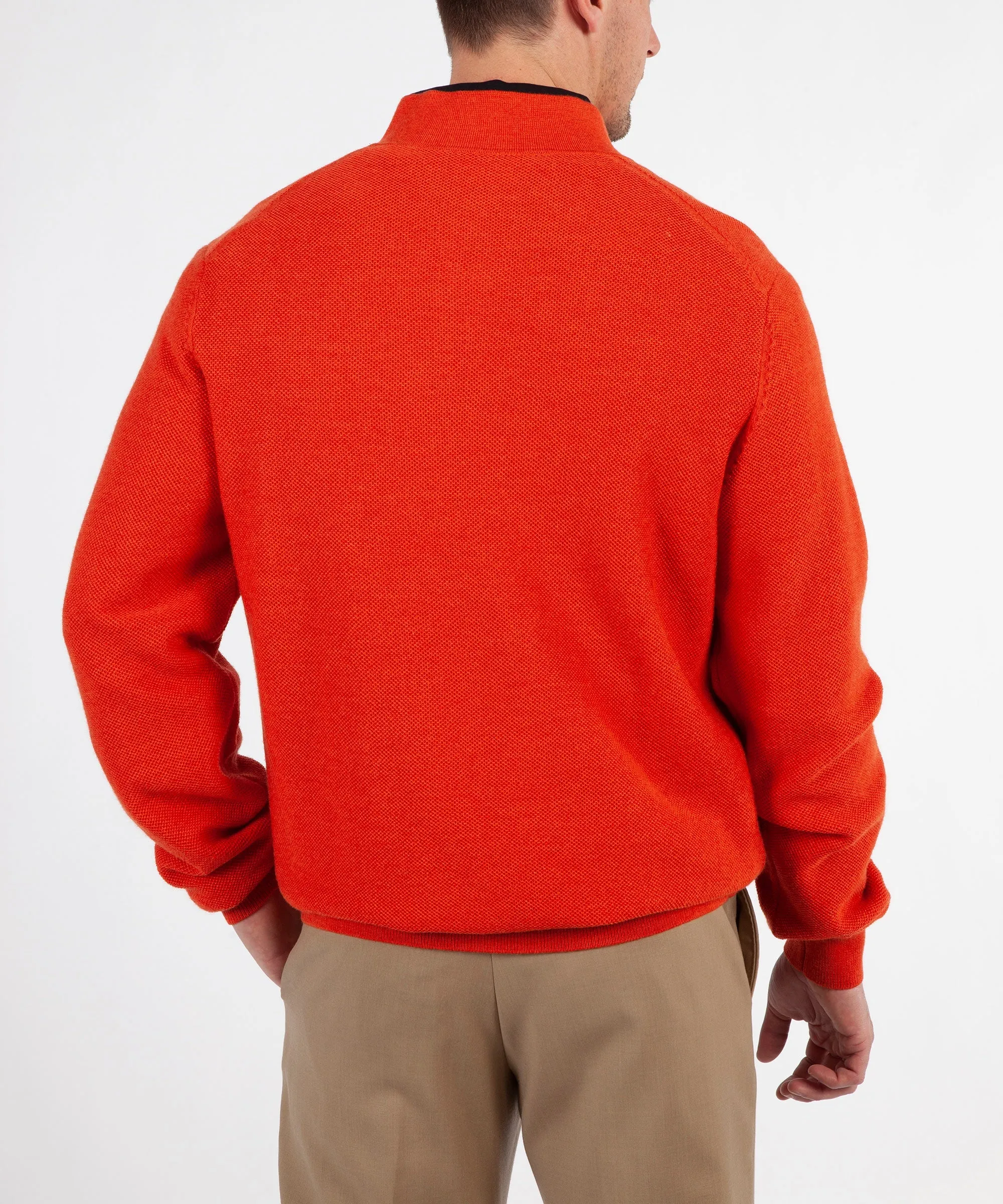 Signature 100% Merino Wool Tuck-Stitch Quarter-Zip Lined Wind Sweater