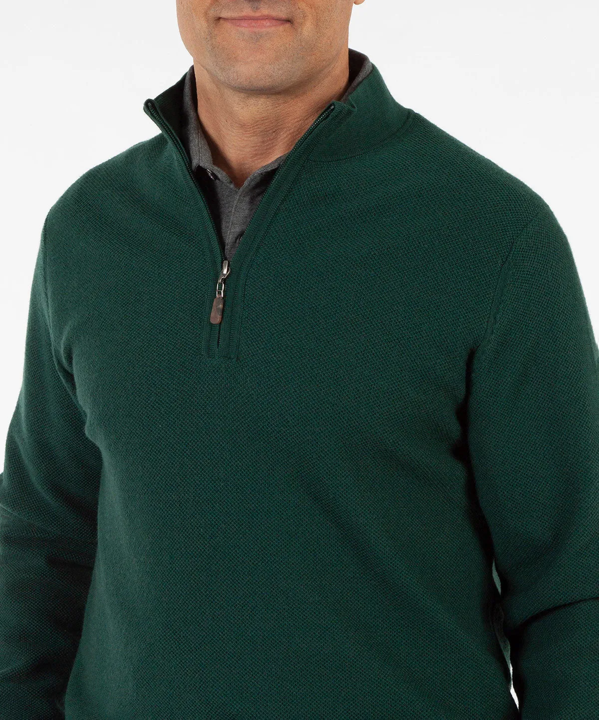 Signature 100% Merino Wool Tuck-Stitch Quarter-Zip Lined Wind Sweater