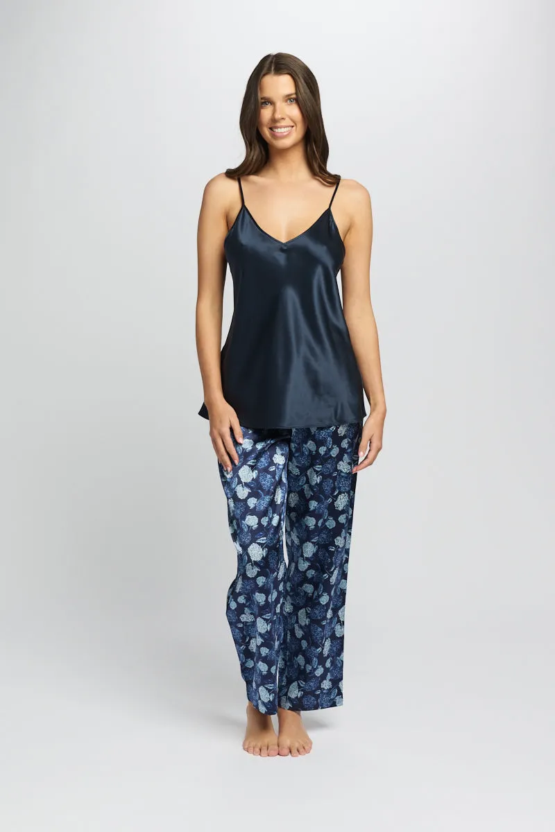 Silk Hydrangea Print Pant Azures Navy