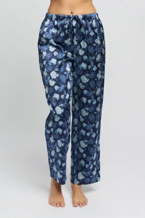 Silk Hydrangea Print Pant Azures Navy