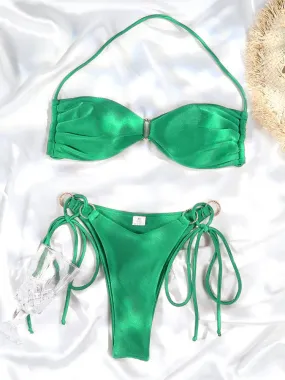 TAVIMART  -  Rinabe Green Bikini Women Halter Biquinis Female 2024 Bikinis Sexy Swimwear Push Up Bikini Set New Beach Outing Summer Swim