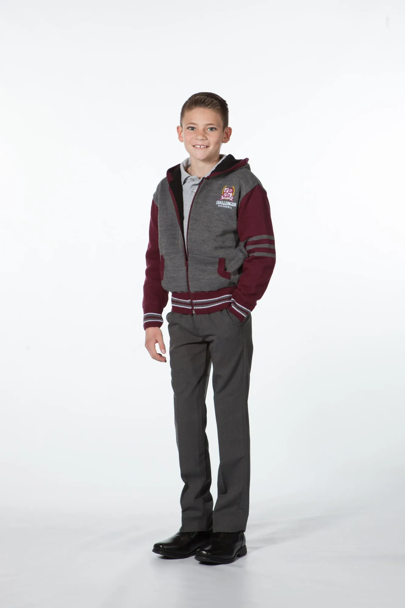 Varsity Maroon & Grey Hooded Jacket