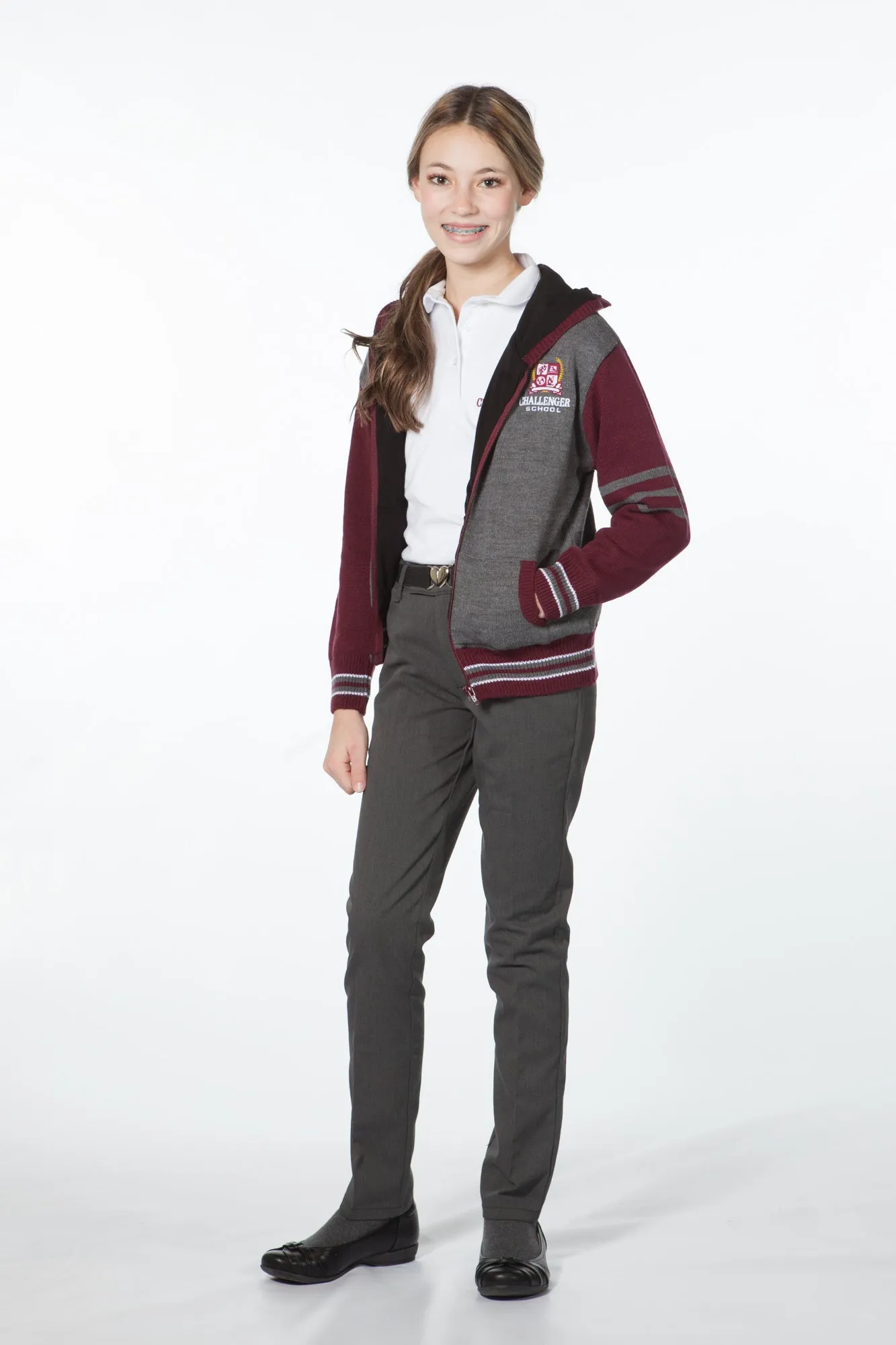 Varsity Maroon & Grey Hooded Jacket