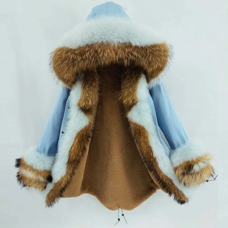 Women's Winter Casual Thick Long Warm Parka With Raccoon Fur