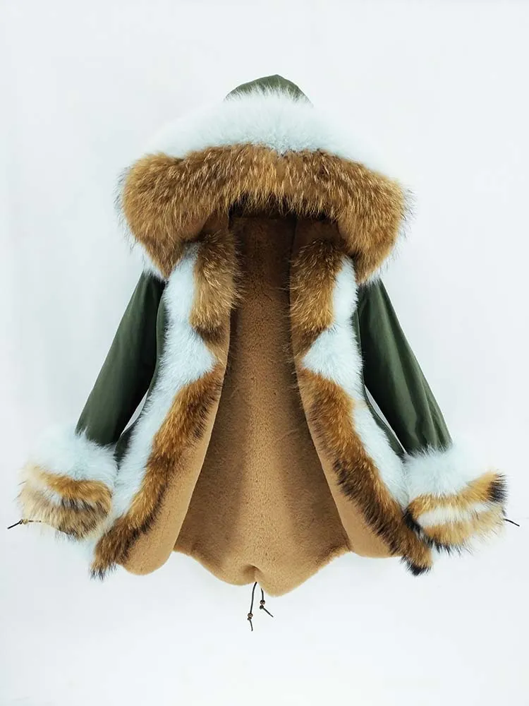 Women's Winter Casual Thick Long Warm Parka With Raccoon Fur