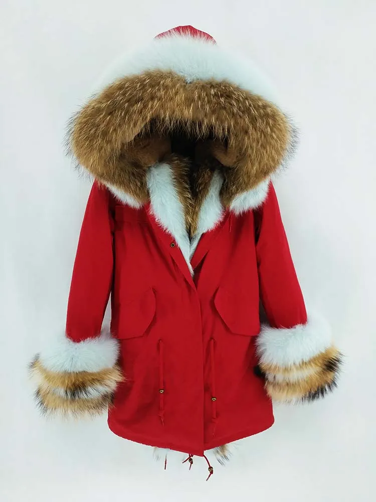 Women's Winter Casual Thick Long Warm Parka With Raccoon Fur