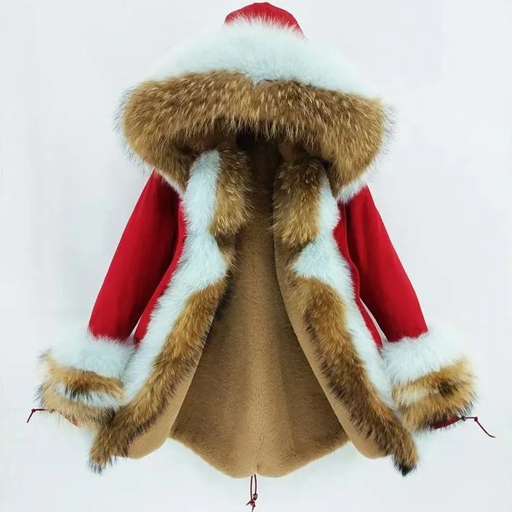 Women's Winter Casual Thick Long Warm Parka With Raccoon Fur