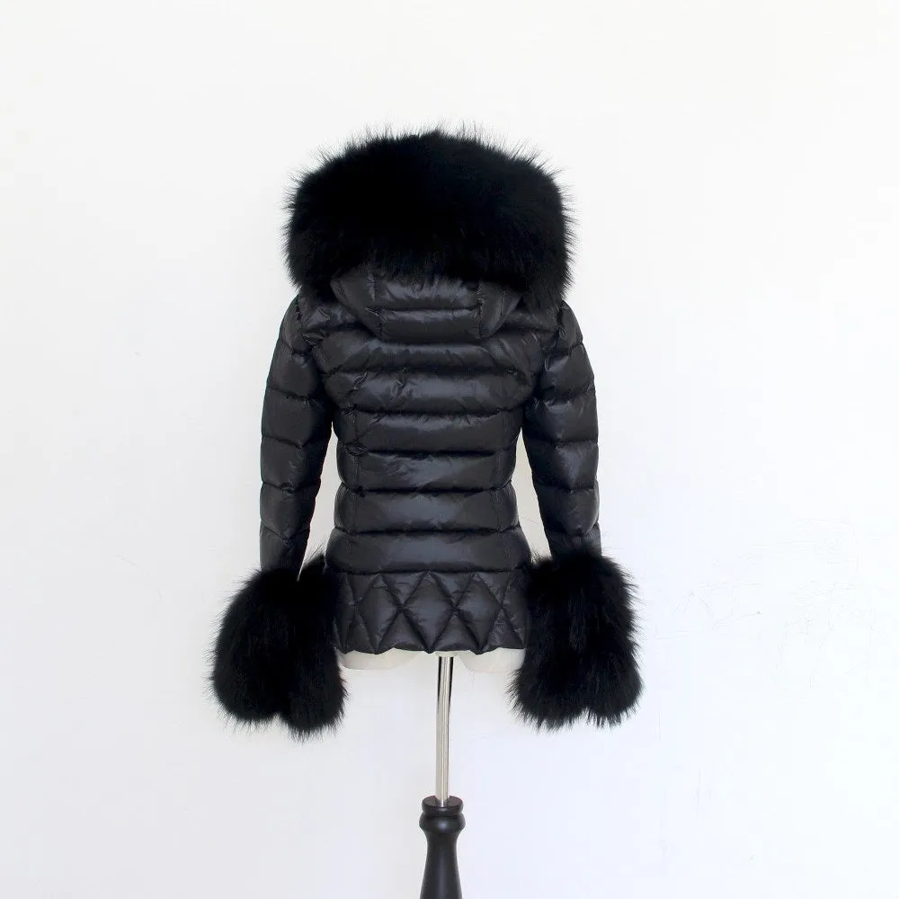 Women's Winter Casual Thick Polyester Parka With Raccoon Fur